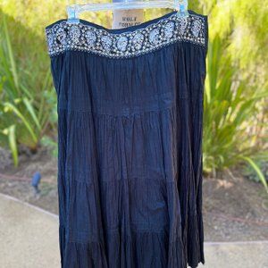 Boho-style BCBG Max Azria Black Tiered Maxi Skirt Size L